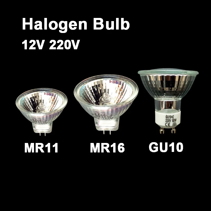 หลอดไฟฮาโลเจน AC 220V AC DC 12V MR11 MR16 GU5.3 GU10 ความสว่างสูง
