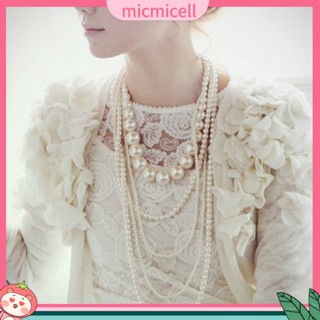 (micmicell) สร้อยคอลูกปัดไข่มุกเทียม หลายชั้น สําหรับผู้หญิง งานแต่งงาน