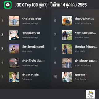 MP3 JOOX Top 100 ลูกทุ่ง l ไทบ้าน 14 ต.ค. 2565 * CD-MP3 , USB-MP3*