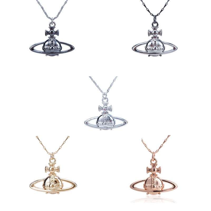 Kenzerovivienne สร้อยคอ สองโทน คลาสสิก ดาวเสาร์ ด้านหน้า ด้านหลัง สองโทน เฉพาะพังก์ VW VW