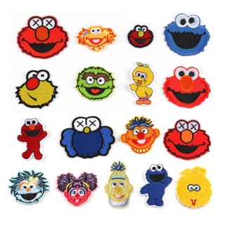 แผ่นแพทช์สติกเกอร์ ปักลายการ์ตูนอนิเมะ Sesame Street Monster สําหรับติดตกแต่งเสื้อผ้าเด็ก