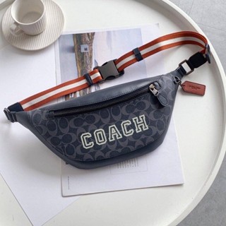 Coach CB912 Warren Belt Bag In Signature Canvas With Varsity Motif