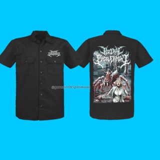 เสื้อเชิ้ตทํางานลําลอง ของแท้ ลาย Slaming Deathmetal X Garasi