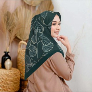 Pashminaa ชอล์กอัดพลีท ทรงสี่เหลี่ยมผืนผ้า สีเขียว HIJAB ทรงสี่เหลี่ยมผืนผ้า พรีเมี่ยม KW SYARI