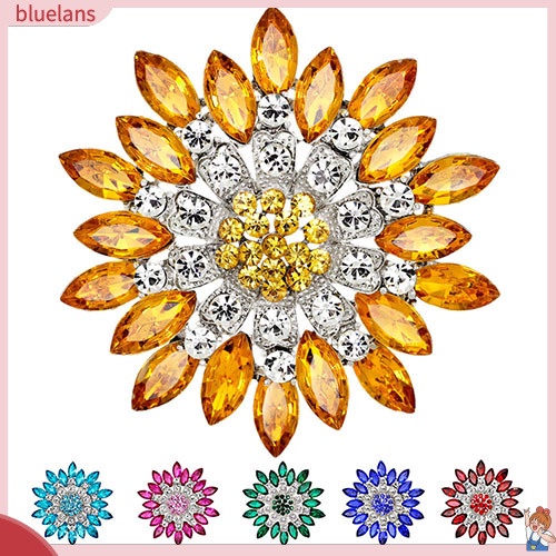 Blue2 เข็มกลัดคริสตัล พลอยเทียม รูปดอกไม้ เครื่องประดับแฟชั่น สําหรับผู้หญิง งานแต่งงาน ปาร์ตี้ ของขวัญ