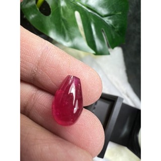 Lab Ruby briolette with hole drop