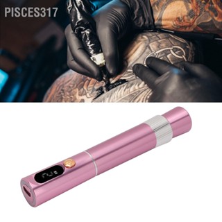 Pisces317 Eyebrow Eyeliner Lip Tattoo Machine 600mAh Battery Coreless Motor Wireless Rechargeable Microblading 100‑240V Pink