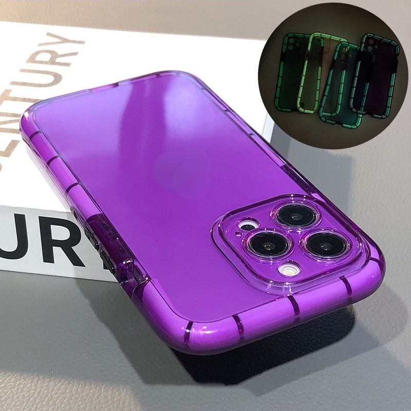 หรูหรากรอบเรืองแสงเคสโทรศัพท์สําหรับ IPhone 11 12 13 14 15 16 Pro Max X XS XR 7 8 Plus นุ่มกันกระแทกฝาครอบ