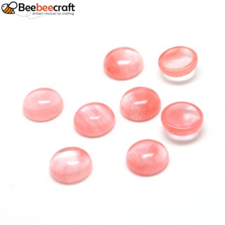 Cabochons แก้วควอตซ์ครึ่งวงกลม 8x4 มม. ลายเชอร์รี่ 10 ชิ้น