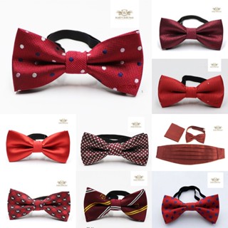 Red Boy Bowtie หูกระต่าย โบว์ไทเด็ก สีแดง สำเร็จรูป สายเลื่อนปรับระดับสั้นยาวได้ หลากหลายสี เหมาะใช้เทศกาล Christmas ...