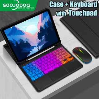 Goojodoq เคสแท็บเล็ต พร้อมคีย์บอร์ดทัชแพด และช่องใส่ดินสอ สําหรับ ipad 9 8 7th Gen Air 4 5 Pro 11