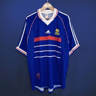 เสื้อกีฬาแขนสั้น ลายทีมชาติฝรั่งเศส 1998 ย้อนยุค ไซซ์ S - 2XL