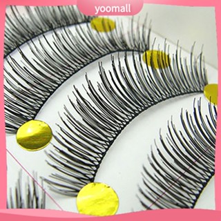 /YO/  10 Pairs Long Cross False Eyelashes Makeup Natural Fake Thick Black Eye Lashes