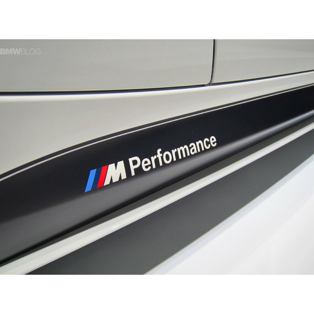 2x BMW M Performance กระโปรงด้านข้าง สติกเกอร์รูปลอกสีขาว โลโก้ F20 F30 E60 F10 E90 E46