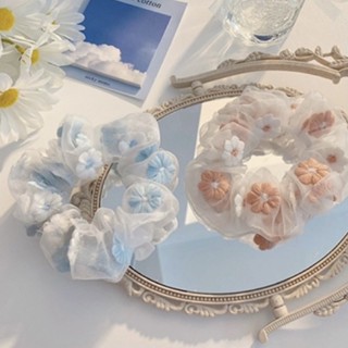 🔥พร้อมส่งยางรัดผมยางยืดลายดอกไม้ Organza