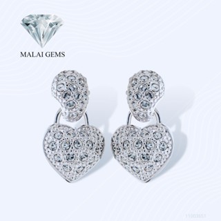 Malai Gems ต่างหูเพชร ต่างหูหัวใจ เงินแท้ Silver 925 เพชรสวิส CZ เคลือบทองคำขาว รุ่น 11003651 แถมกล่อง