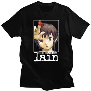 เสื้อยืดสีขาว Camiseta de Anime Harajuku para Hombre, playera gráfica de serie de experimentos de Lain Manga, Ropa cómod