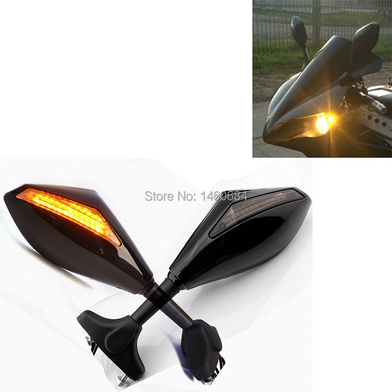 Motorcycle Racing Rearview Mirrors With Turn Signal LED Light For Hyosung gt250r Motorbike Accessories Handle Bar End Mi