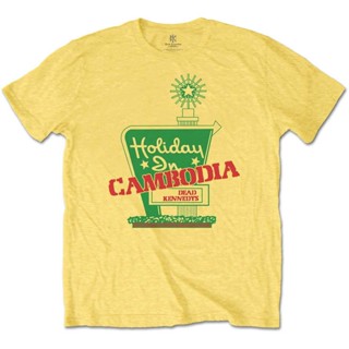 เสื้อยืดผ้าฝ้ายพิมพ์ลายแฟชั่น เสื้อยืด ลาย Dead Kennedys Holiday In Cambodia สีเหลือง