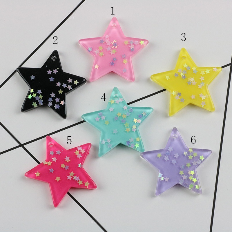 จี้เรซิ่น รูปดาวห้าแฉก แฮนด์เมด DIY สําหรับทําเครื่องประดับ ต่างหู พวงกุญแจ กระเป๋า