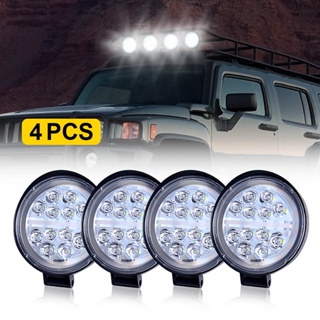 LED 12V 24V 48W Word Light Round Spotlight Irradiation Lamp White Amber Flashing Strobe Light For Truck Suv