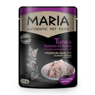ยกโหล12 ซอง Maria Cat มาเรีย อาหารแมวแบบเปียกพรีเมี่ยม ขนาด 70 กรัม (ไม่เค็ม)