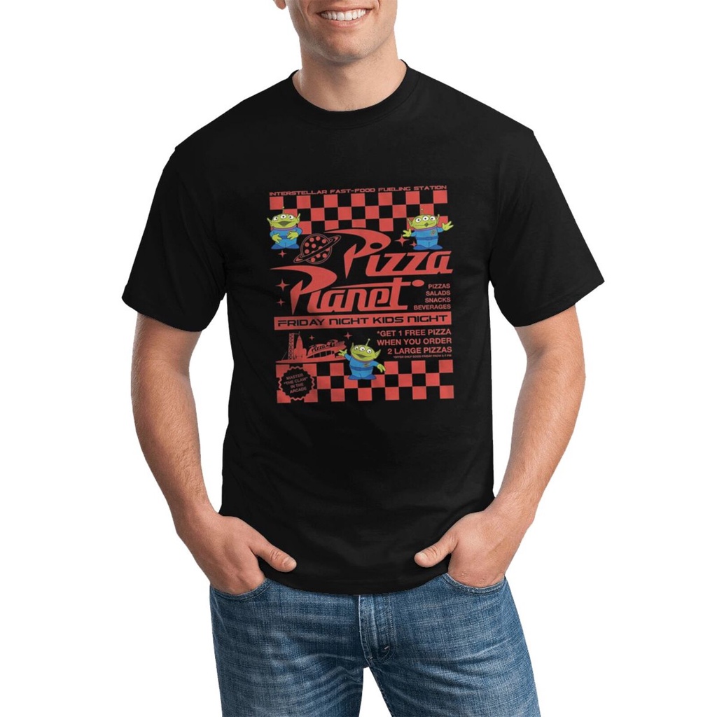 สวมใส่สบาย Gambar Pixar Pixar Planet Take Out Flyer อารมณ์ขันตลกเสื้อยืดผู้ชายสวมใส่