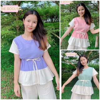 เสื้อผ้าฝ้ายแขนสั้น เสื้อผ้าพื้นเมืองแขนสั้น สม็อคด้านหน้า