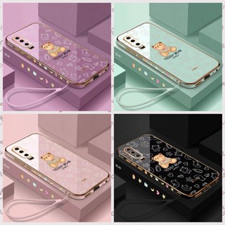 Vivo Y35 Y22 V11 Pro V23 Pro Y02S V25 5G T1 5G V25 Pro Y30 5G ตรงขอบ 90 ° Little Bear Case Electroplating