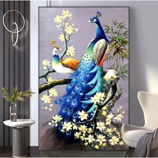 ชุดปักครอสติช(ลายนกยูง) 50x80 cm.ไหม cotton