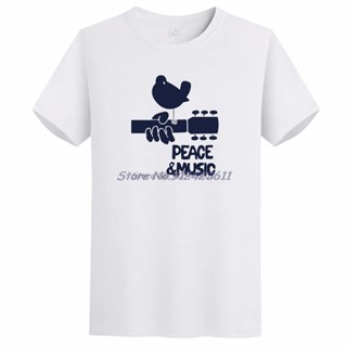 เสื้อยืด cotton Woodstock Music Festival Peace 1969 Retro graphic t shirts Oversized T-shirt fashion Unisex Harajuku Str