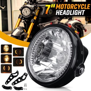 Motorcycle 7inch 12V 35W Round Black ABS PC LED Headlight Turn Signal Light with Bracket Kits Universal Motorcycle Acces