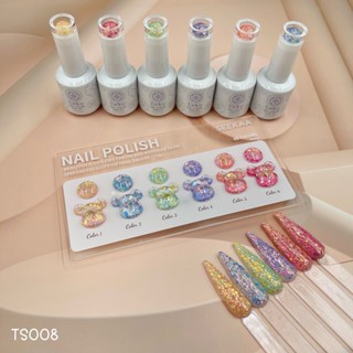 TS008 สีกลิตเตอร์เหลือบ 6สี แบรนด์ Tadee