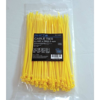 เคเบิ้ลไทร์ ขนาด 6 นิ้ว (160 x 2.5 mm)สีเหลือง ( แพค ุ300 เส้น) / สายรัดไนล่อน (Nylon Plastic Cable Ties, Zip Tie Lock)