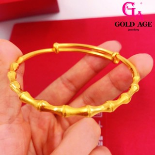 Ga เครื่องประดับแฟชั่น พร้อมส่ง สร้อยข้อมือไม้ไผ่ ชุบทอง 24K ไร้สี ติดทนนาน