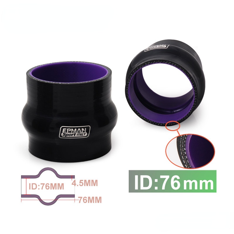 3 76 มม.ซิลิโคน Hump Coupler ท่อสีดําเสริม Turbo Coupling สําหรับ VW GOLF GTI MK3 VR6 2.8 V6 94-98