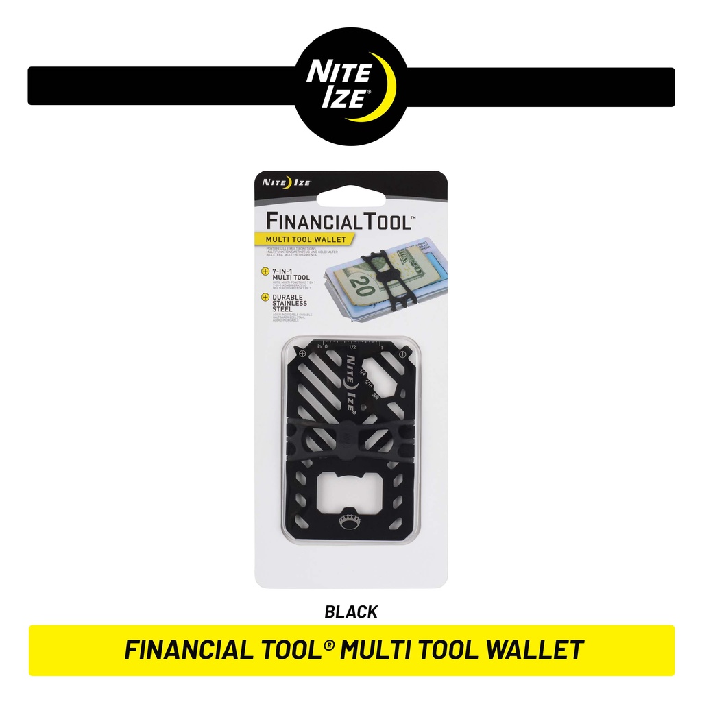 Nite Ize เครื่องมือการเงิน Multi Tool EDC Travel Wallet สีดํา