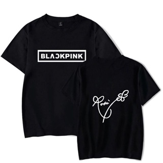 เสื้อยืดผ้าฝ้าย Sanc6 [พร้อมส่ง] เสื้อยืดผ้าฝ้าย 100% พิมพ์ลาย Blackpink Signature Rose โอเวอร์ไซซ์ ไซซ์ XS-4xl สําหรับผ