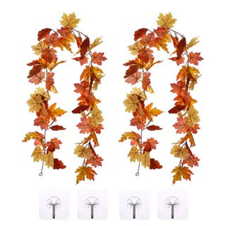 2pcs Maple Leaf Wedding Home Realistic Wall Hanging Indoor Outdoor Autumn Decor Artificial Vine