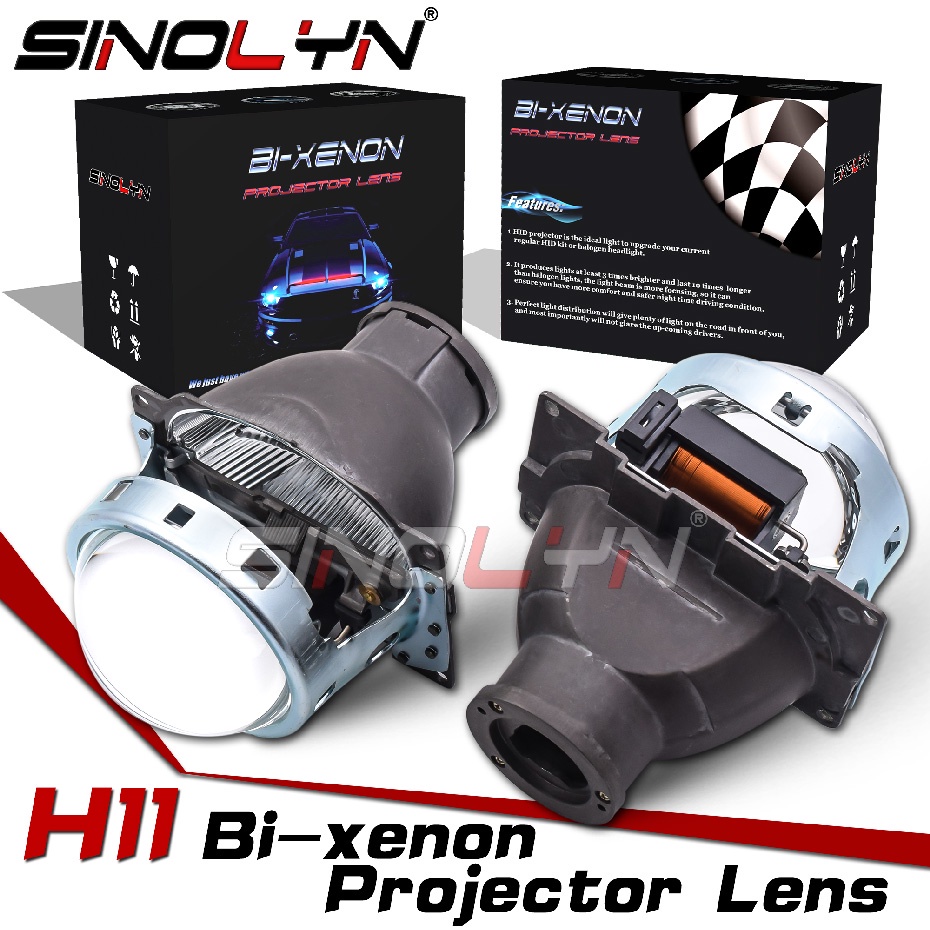 Sinolyn Bi Xenon Projectors Headlight Lens Koito H11 LED/HID 3 Inch Metal Koito Q5 Lenses For Car He