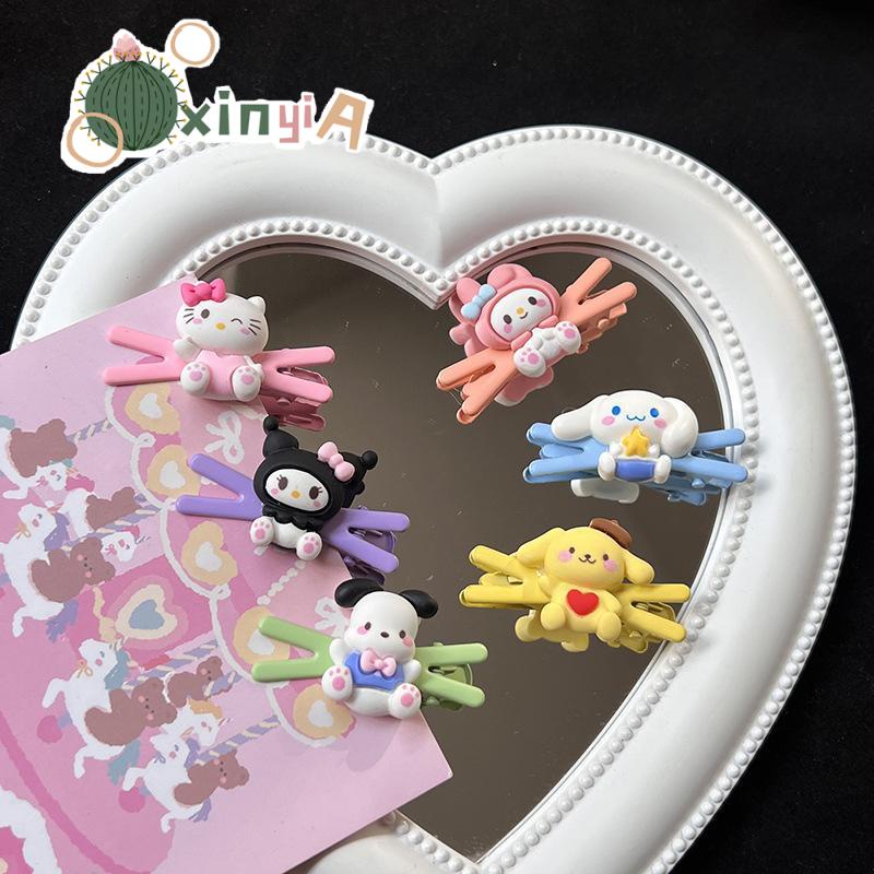 SANRIO 2024 ลายการ์ตูนสุนัข Cinnamoroll Kuromi กิ๊บติดผม น่ารักเครื่องประดับติดผม สําหรับเด็กผู้หญิง กิ๊บติดผมหน้าม้า 【XINYIA】