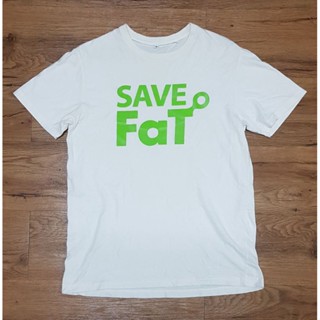 เสื้อยืด T-Shirt Fat Festival ลาย Save Fat มือสอง ไซส์ M ผู้ชาย สีขาว