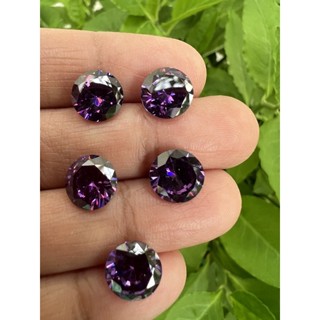 CZ Cubic Zirconia Amethyst Round 7mmm 2pcs.