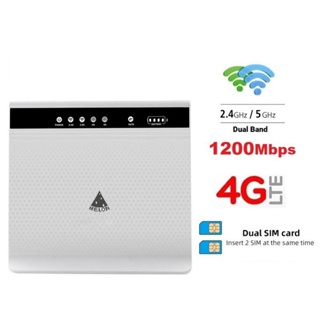 4G เราเตอร์ 2 ซิม 4G Router Dual Sim Card ,1200Mbps Dual-Band 2.4G+5GHz รองรับการใช้งาน 3G+4G ทุกเครือข่าย,Turbor Fast S