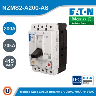 EATON Molded Case Circuit-Breaker (MCCB) 3P, 200A, 70kA ที่ 415VAC รหัส NZMS2-A200-AS สั่งซื้อได้ที่ร้าน Ucanbuys