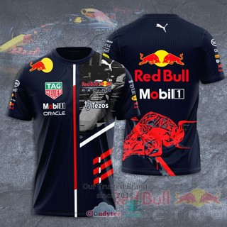 เสื้อยืดแขนสั้น พิมพ์ลาย Red Bull F1 Racing Teams แฟชั่นฤดูร้อน สําหรับผู้หญิง และผู้ชาย