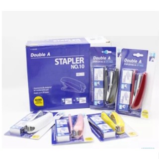 Double A Stapler No 10 + 2 staples ดั๊บเบิ๊ล เอ ชุดเครื่องเย็บกระดาษเบอร์ 10 (คละสี)