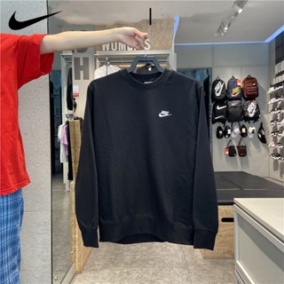 Nike ของแท้ 100% เสื้อกันหนาว คอกลม แบบสวมหัว กันลม ให้ความอบอุ่น แฟชั่นฤดูใบไม้ร่วง และฤดูหนาว สําหรับผู้ชาย