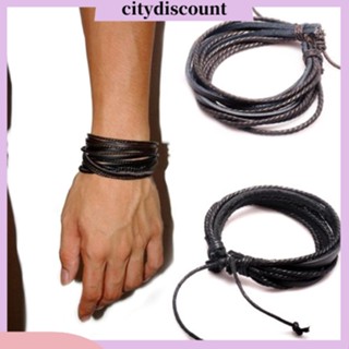 &lt;citydiscount&gt;  สร้อยข้อมือสายหนังแบบเชือกถัก