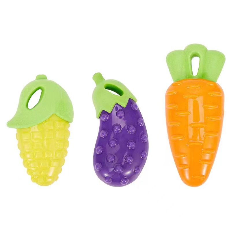 ของเล่นยางกัด สำหรับสัตว์เลี้ยง บีบแล้วมีเสียง  **สินค้าพร้อมส่ง**🥕🌽🍆
